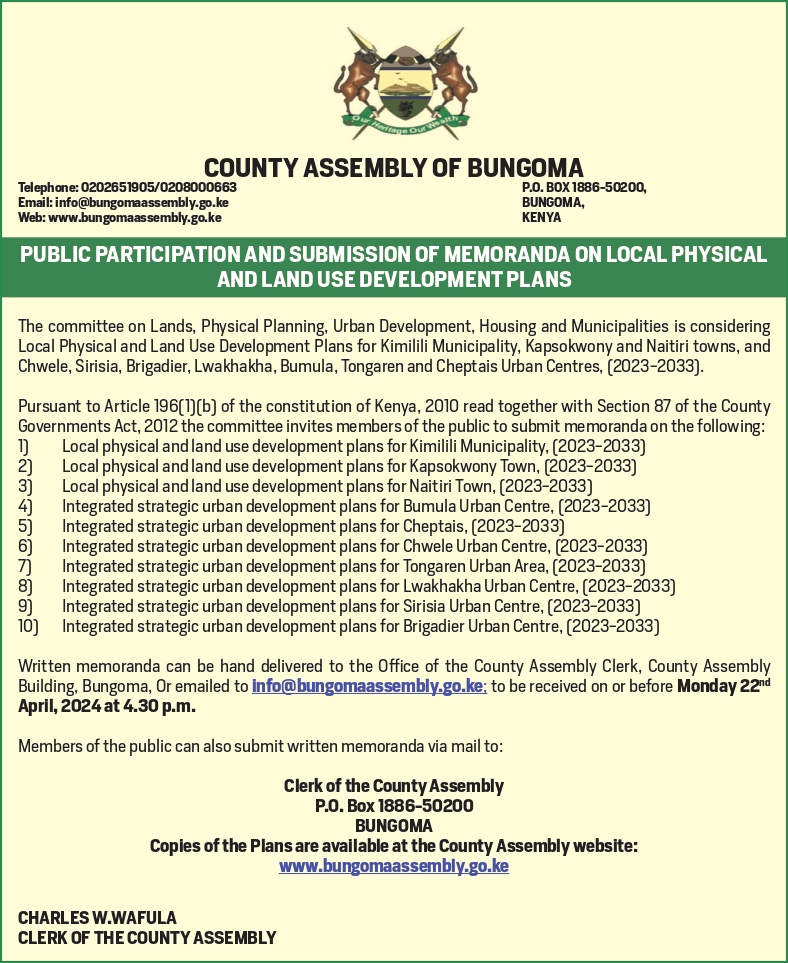 PUBLIC PARTICIPATION AND SUBMISSION OF MEMORANDA ON LOCAL PHYSICAL  AND LAND USE DEVELOPMENT PLANS