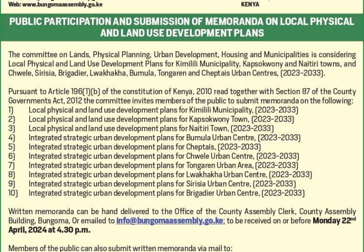 PUBLIC PARTICIPATION AND SUBMISSION OF MEMORANDA ON LOCAL PHYSICAL  AND LAND USE DEVELOPMENT PLANS
