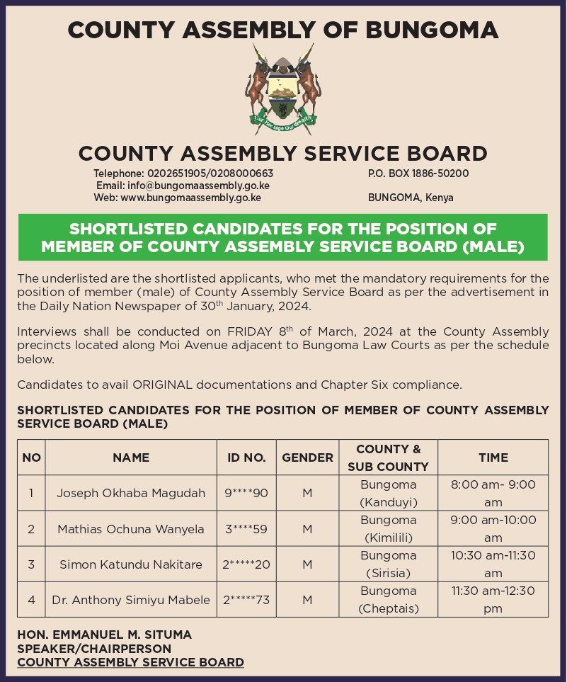 SHORTLISTED CANDIDATES