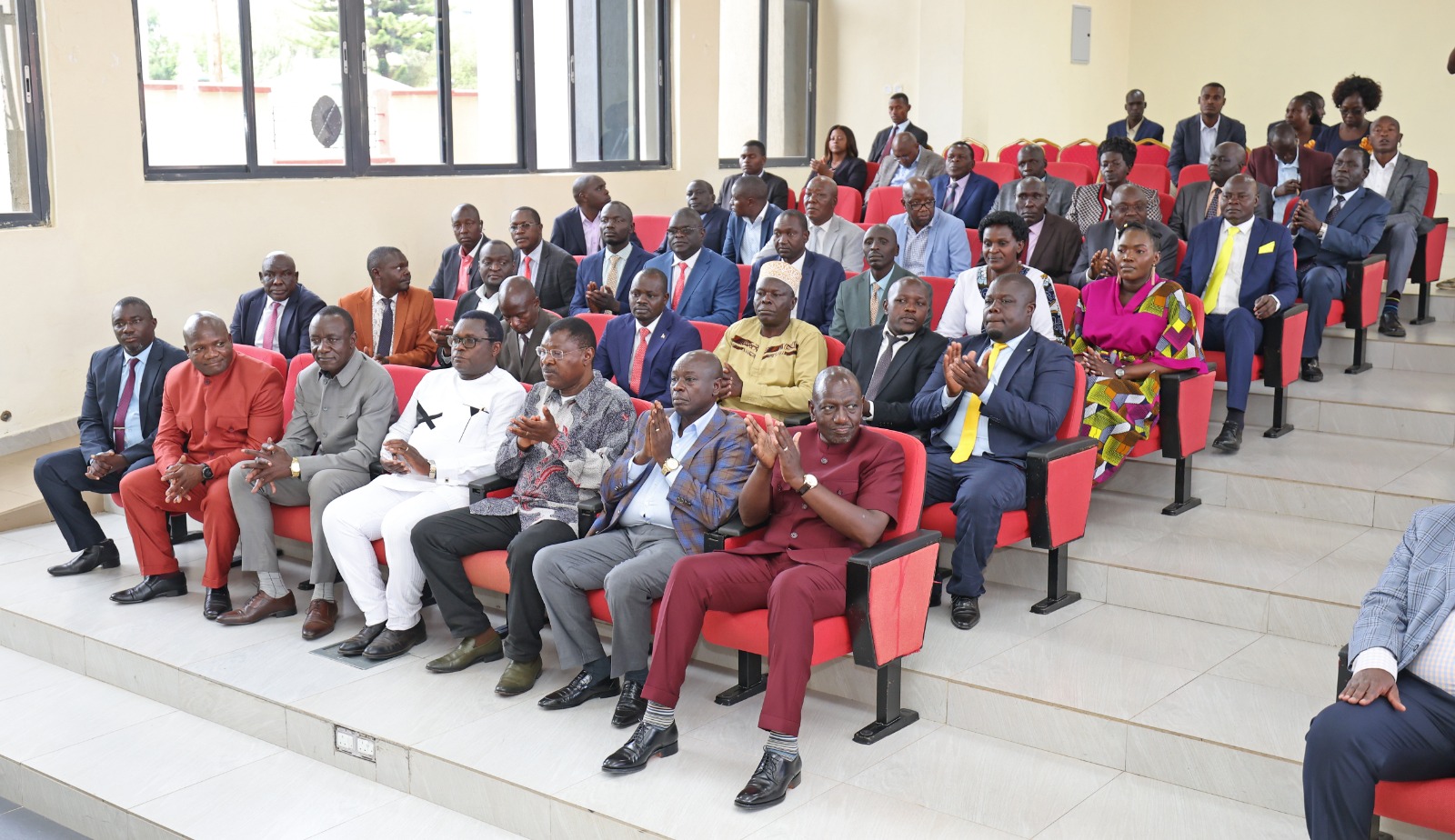 The President sitted at the County Assembly Auditorium hall with the leadership