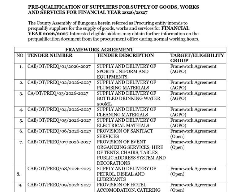 TENDER NOTICE